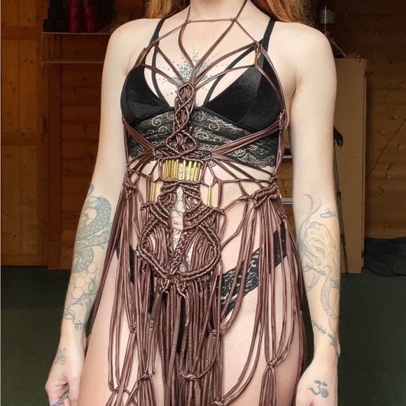 Handmade Macramé Rope Dress GoodVibeGoda Original Design - Picture 3 of 16